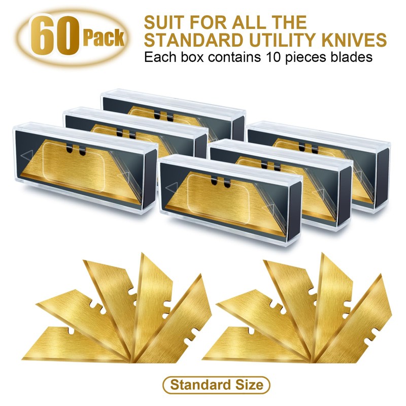 Harita Utility Knife Blades, 60 Pack Standard Replacement Blades for