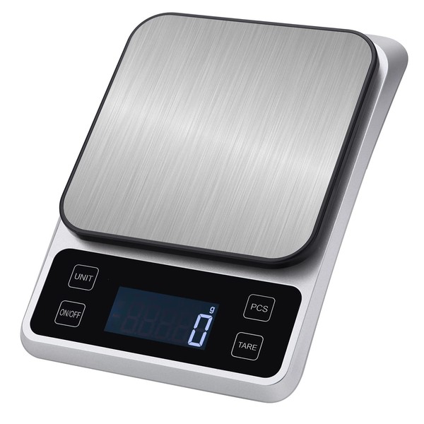 AWUNWA Kitchen Scale, Scale 0.3 oz (1 g) Unit, Kitchen Scale, High Accuracy, 22.0 lbs (10 kg), Tare Function, Cooking Scale, ML Mode, Measuring Instrument, Count Calculation, Multi-Purpose