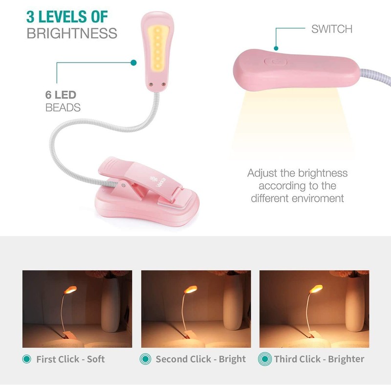 Vekkia 3000K Warm LED Rechargeable Book Light, Book Lights for