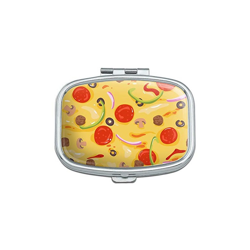 Combination Pizza Pattern with Pepperoni Olives and Onions Rectangle Pill