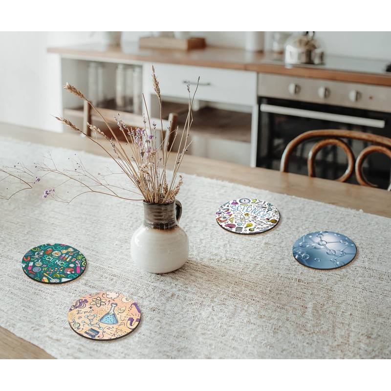 4 x Round Science Coasters - Chemistry School Teacher Men
