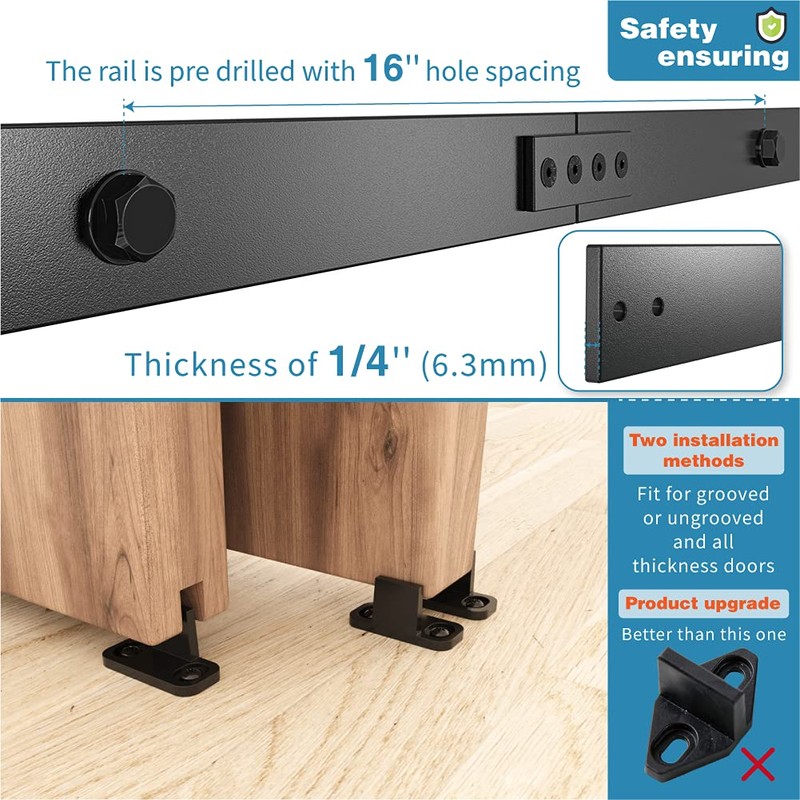 ZEKOO 7FT Single Track Bypass Sliding Barn Door Hardware Kit
