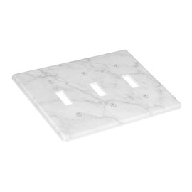 Faux White Marble Printed Light Switch Cover Plates Decorative Triple Toggle Wall Plate, 3 Gang Lightswitch Cover