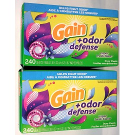Gain 2 - Gain Odor Defense Super Fresh Blast Fabric Softener Dryer Sheets 240 sheets