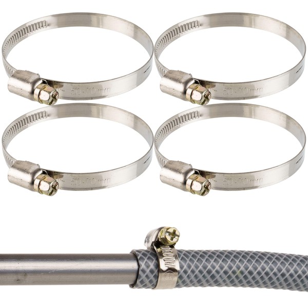 Hose Clamps with Worm Drive, 4 Pieces, Clamping Range Diameter