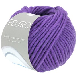 Lana Grossa Feltro Plain 50 g Modern Felt Wool in Bright Colours (Shrinks Approx. 30-40% When Washed) 50 m, Colour: 115 - Violet