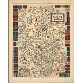 Historic Map : Story Map of Scotland, 1935 - Vintage Wall Art - 18in x 24in