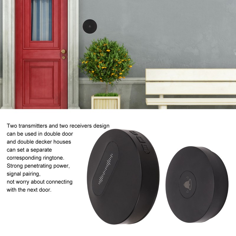 Self Generating Wireless Doorbell IP44 Waterproof 58 Ringtones 2 Transmitters