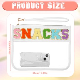Prasacco Chenille Letter Snack Bag Clear Makeup Bag Zipper Snack Pouch Waterproof Cosmetic Bag Toiletry Storage Bag Snacks Bag for Women