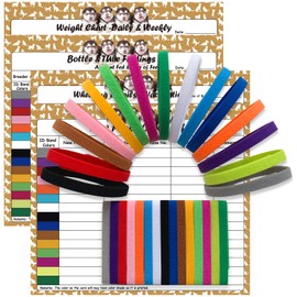 Puppy Whelping Collars with 2 cards(4 Record Keeping Charts),15 colors Puppy ID Collars,Double Sided Soft Identification Bands, Adjustable & Reusable Whelping Collars for Newborn Pets Dog Cat …