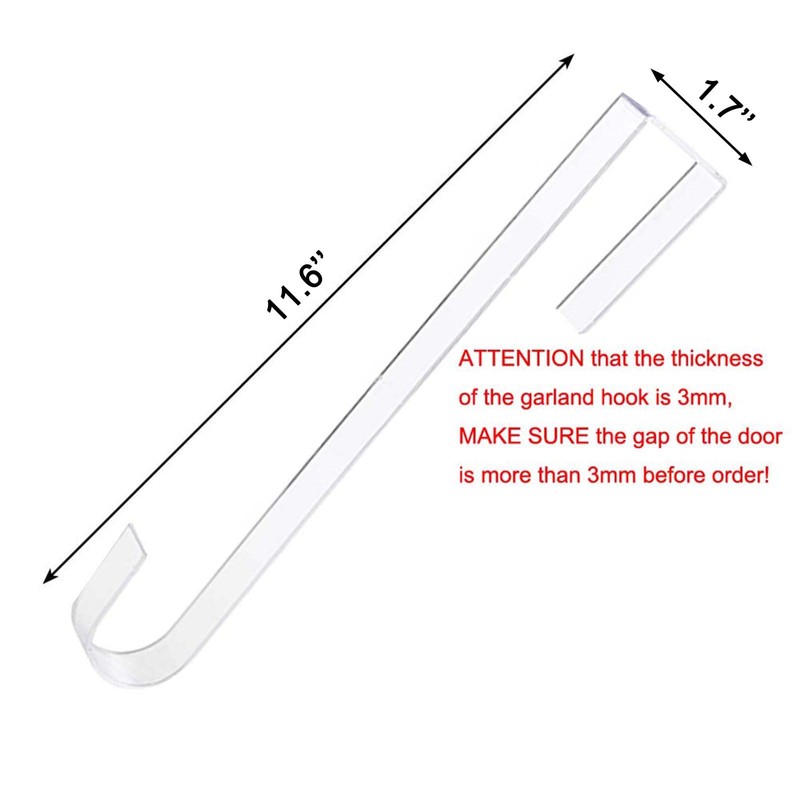 Ainkou 2pcs Clear 12" Wreath Hanger Hook Christmas Wreaths Holders