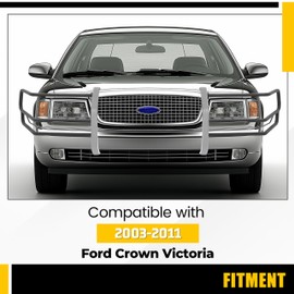 KUAFU Front Brush Guard Compatible with 2003-2011 Ford Crown Victoria Bumper Grille Grill Guard Bull Bar Steel Powder Coated Black LH+RH (Just The Sides, No Center)
