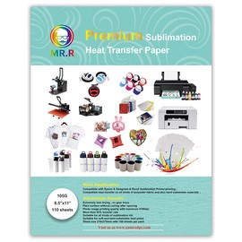 MR.R Premium Sublimation Heat Transfer Paper 105gsm 8.5"x11" with 110 Sheets for Fabric and Stiff Blanks Suitable for Epson Sawgrass and All Sublimation Ink Printer