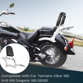 DSISIMO Motorcycle Rear Backrest Sissy Bar With Luggage Rack Compatible With For 1999-2011 Yamaha VStar Dragstar 1100 XVS1100 DS1100 Detachable Passenger Sissy Bar Backrest