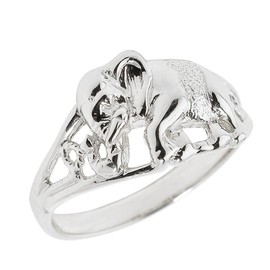 925 Sterling Silver Open Design Indian Elephant Ring (Size 7)