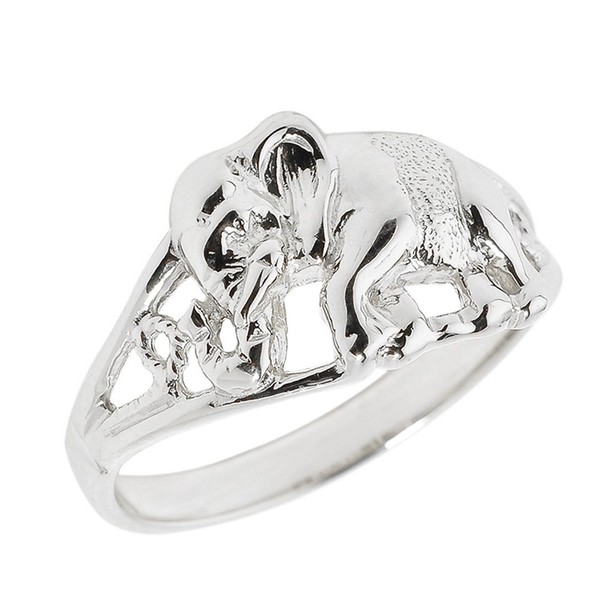 925 Sterling Silver Open Design Indian Elephant Ring (Size 7)
