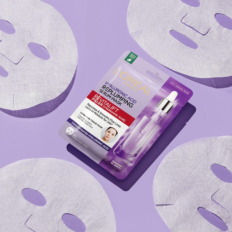 L'Oréal Paris, Replumping Sheet Mask, Hydrating & Smoothing, Revitalift Filler,