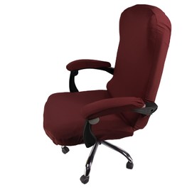 WOMACO Office Chair Covers, Stretch Computer Chair Cover with Armrest Covers, Universal Boss Chair Covers Modern Simplism Style High Back Chair Slipcover (Dark Red, Large)