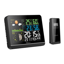 Wireless weather station with colour display: accurate weather forecast with alarm and snooze, colour display, alarm and moon phase display: always well informed with colour display, alarm, snooze and