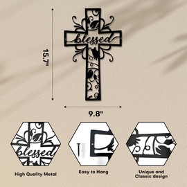 Rajukit Stunning Christian Wall Art Collection - Premium Metal Cross Wall Decor, Ideal Metal Cross Wall Crosses For Home Decor With Diverse Wall Crosses For A Warm Atmosphere-Blessed