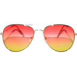 OWL Classic Aviator Style Sunglasses Metal Frame UV 400 Unisex Red-Yellow Gradiant
