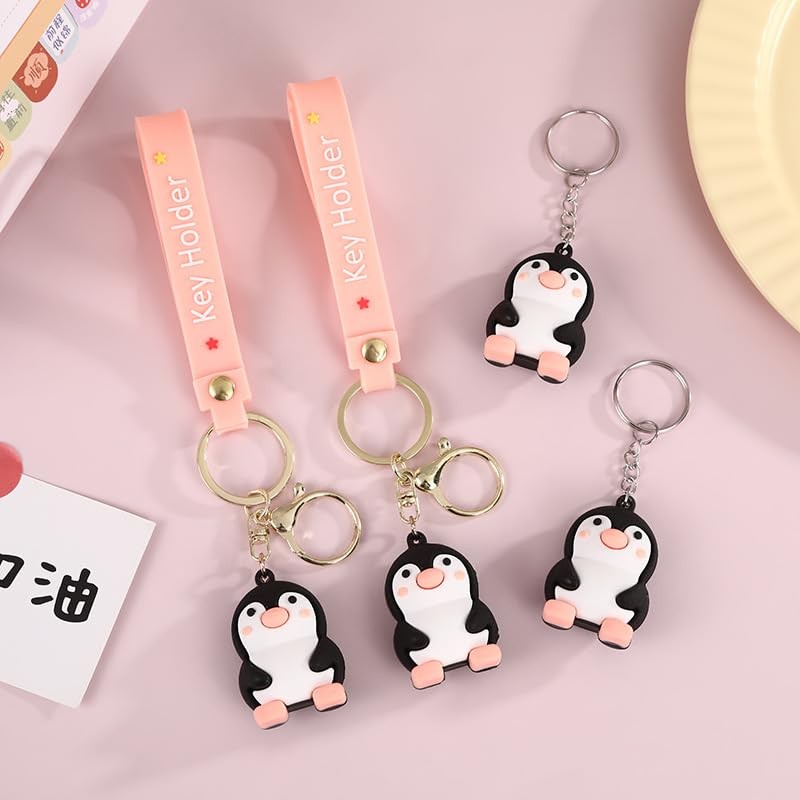 POYAMUSE Cute Penguin Keychain – PVC Rubber Key Ring for