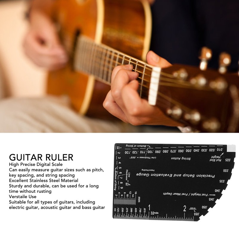 String Action Ruler Stainless Steel Guitar Fret Ruler String Height