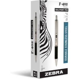 Zebra Pen F402 Retractable Ballpoint Pen, 12 count, Black (29210)
