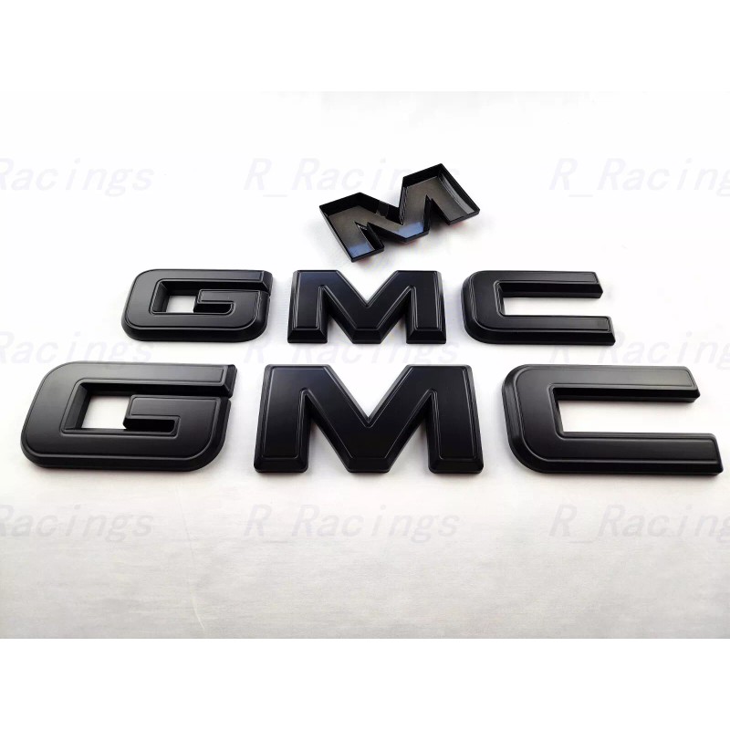 Auto Front & Rear GMC Matte Black OVERLAY Emblem Badge