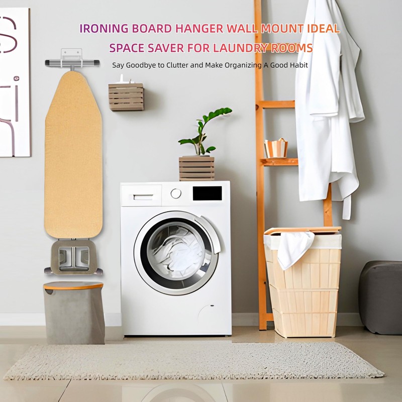 BiJun Ironing Board Hanger Wall Mount, Ironing Board Hanger with