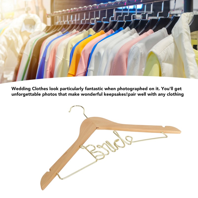 Wedding Hanger Anti Slip Wooden Clothes Hanger Iron Clothing Hanger