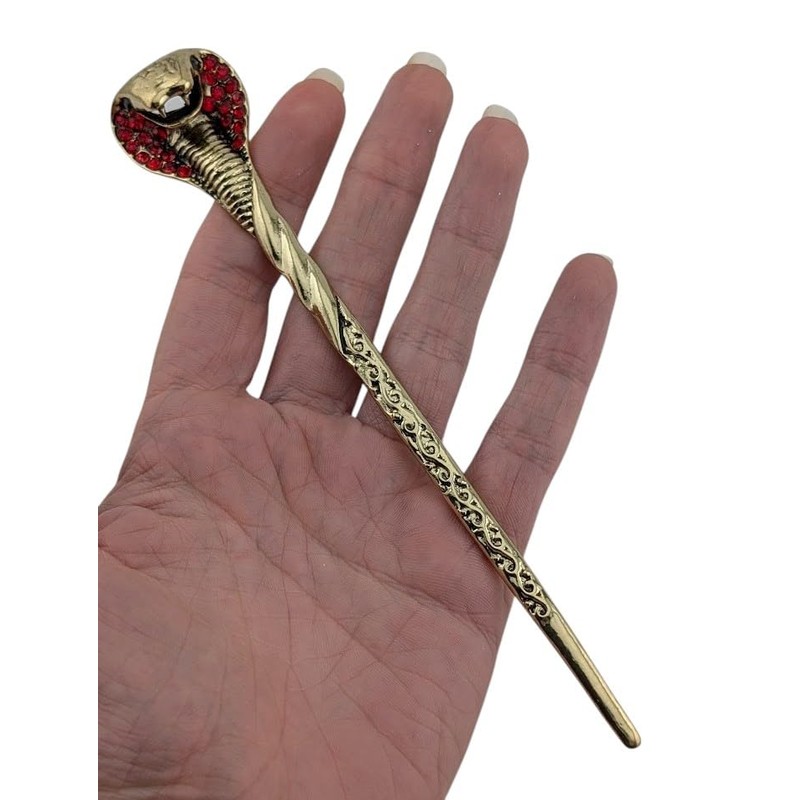Golstone Metal & Red Crystal Cobra Snake Hair Stick -