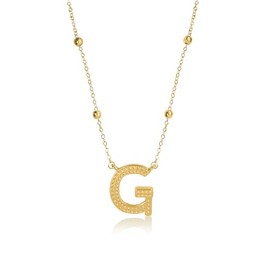 DERDALN 14K Yellow Necklace G Initial Letters Alphabet Dangling charms Pendant for Women