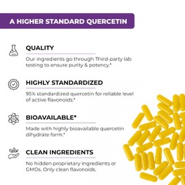 Quercetin with Bromelain Vegetarian Supplement Capsules | 360 Count (1000mg Per Serving 2400 GDU/g) | Supports Healthy Immune System, Helps With Seasonal Allergy Support | High Absorption Antioxidant