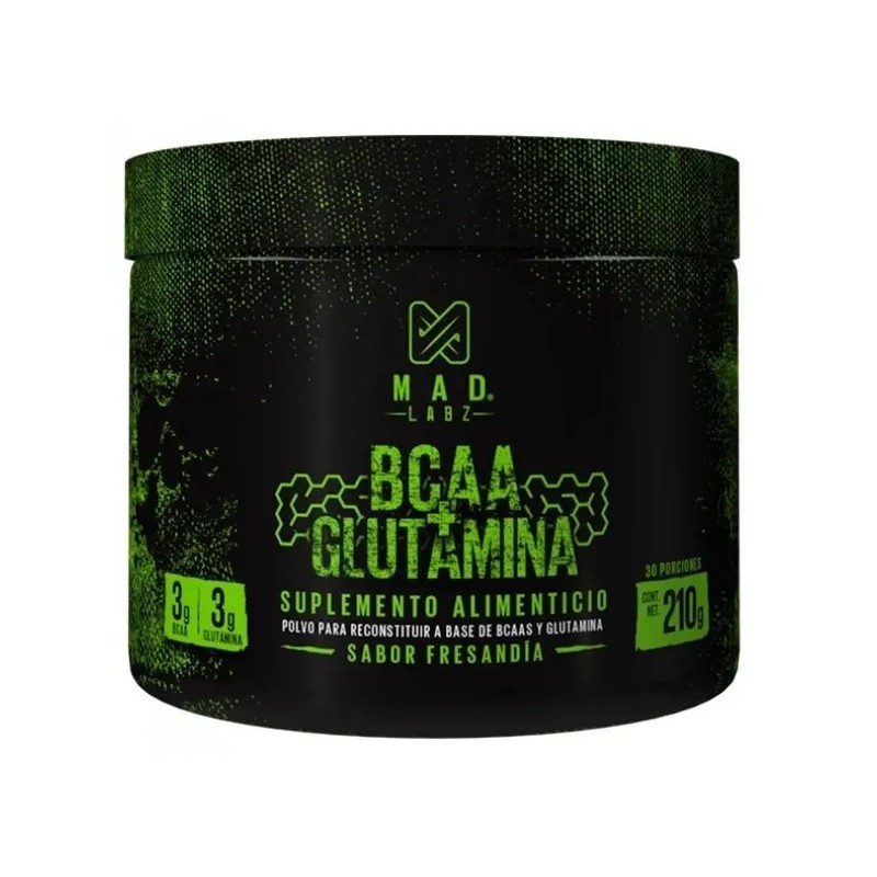 BCAA Glutamina MAD LABZ 210g Sabor Fresandia 30 Servicios Deportivo