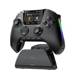 Manba ManbaOne Interactive Screen Wireless Gaming Controller for PC/Switch/iOS/Android,Hall Effect Stick & Trigger,RGB Lighting,Remappable Buttons,1800mAh with Charging Dock (Black)