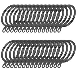 iCatchy Black Metal 30mm Curtian Ring Hanging Hooks for Smoothly Slidng Drapery Pole Rod Voile Net with Fixed Eyes (Pack of 36)