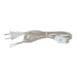 B&P Lamp® 8 Foot Clear Silver Cord Set W/Rotary On-Off Switch, SPT-2 Cord Size