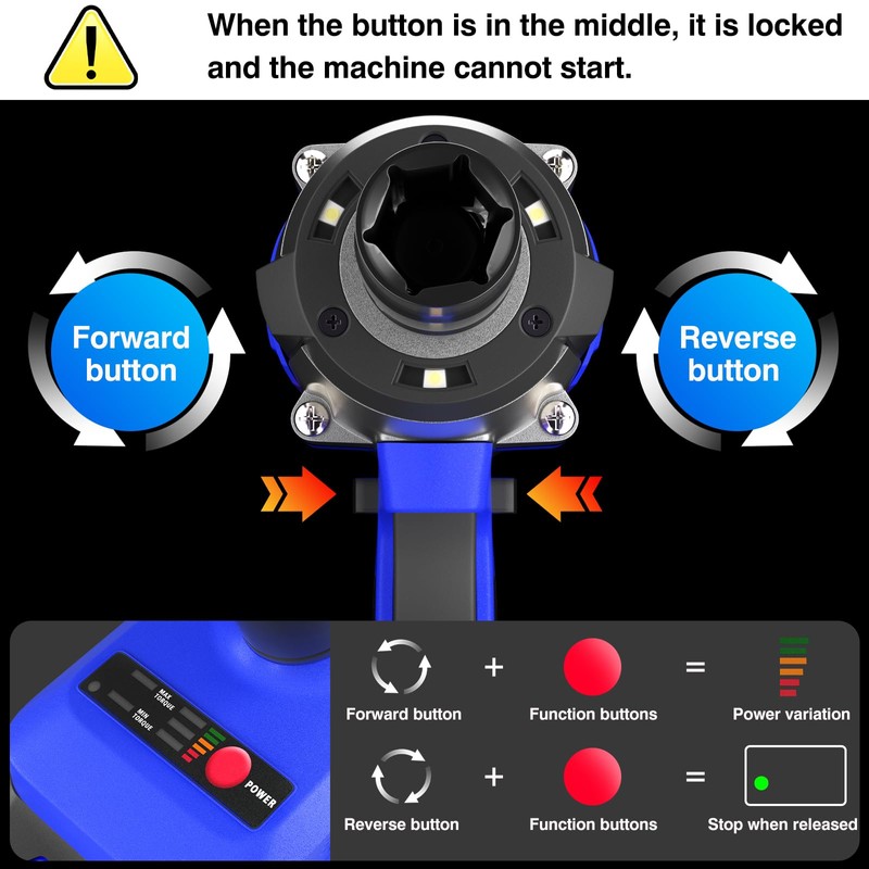 Cordless Impact Wrench Kits with 4 Sockets,High Torque 1/2" Impact