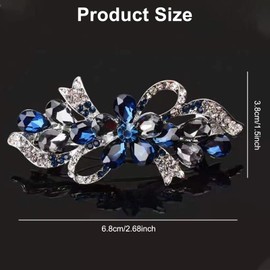 2PCS Rhinestone Hair Clips for Women - Blue Vintage Flower Jewelry Design Hairpin Jewelry Design Hairpin, French Crystal Flower Hair Clips Sparkly Hair Accessories for Women Fashion Gifts