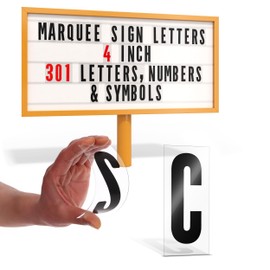 Houseables Marquee Letters, Sign Letters, Plastic Letters For Signs, 4 Inch Character on 5” Panel, 301 PC, Letter Sign, Marquee Sign Letters, Plastic Letters For Letter Board, w/Numbers, Outdoor