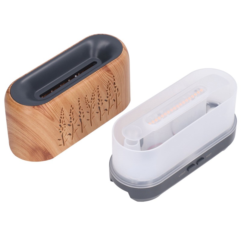 Humidifier 200ml Aroma Diffuser Wood Grain Flame Pattern Light Low