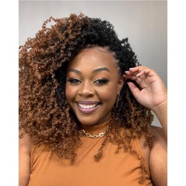 Eerya 8 Inch Yanky Twist Crochet Hair for Women 8 Packs Fluffy Prelooped Senegalese Spring Mini Yankee Yaki Twists Crochet Braids Synthetic Braiding Hair Extensions (8 inch, OT30)