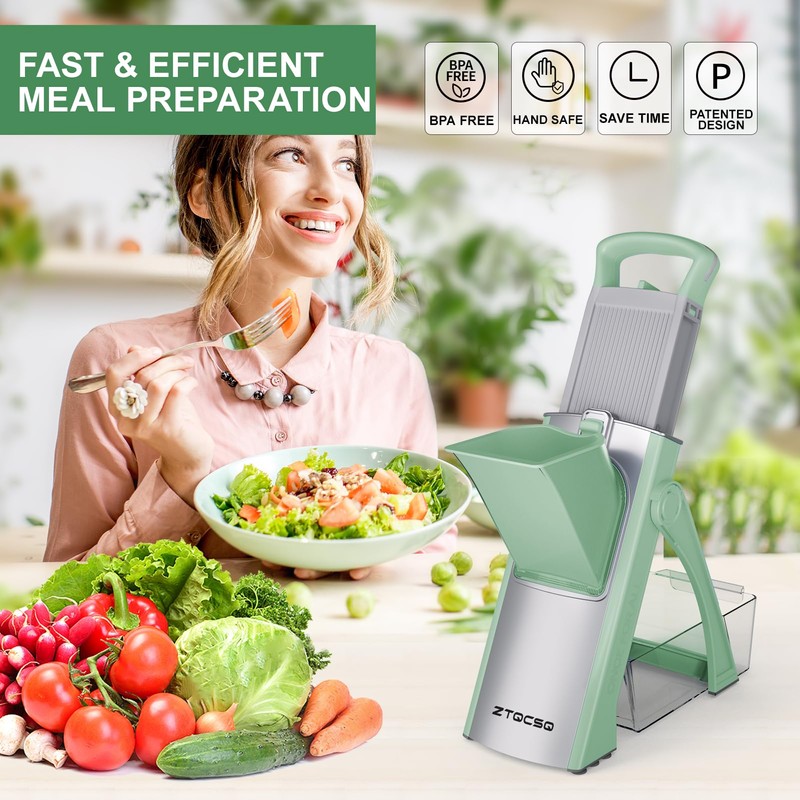ZTQCSQ Upgraded version Mandoline Slicer for Kitchen &Safe Veggie Chopper
