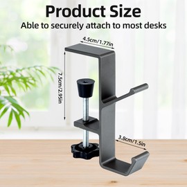 ZenBeya 2 in 1 Purse Hanger for Table, 4 Pack Desk Mount Bag Holder Hook Clamp, Adjustable Fireplace Garland Hanger with 2 Hooks for Home Christmas Decoration (Gray, 4PCS)