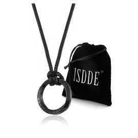 JSDDE Viking Rune Necklace for Men Women, Mobius Pendant Necklace Punk PU Leather Chain, Men's Chain, Viking Jewellery for Birthday, Valentine's Day (Black), Stainless Steel Faux Leather, No Gemstone