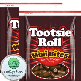 Tootsie Mini Bites Candy Coated Chews, Peanut & Gluten Free, 9 oz (2-PACK), 1.15 Pounds Of Candy, Bundle With Galley Grove Sugar Free Peppermint Breath Mints