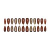 24Pcs Rugby Press on Nails Medium Almond Fake Nails Brown