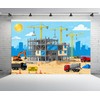 CHNYWORK 7x5ft Cartoon Construction Site Backdrop Building Materials and Equipment