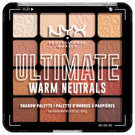 NYX Professional Make-Up Eye Shadow Palette with 16 Shades, Intense and Long-Lasting Finish, Vegan Formula without Ingredients of Animal Origin, Ultimate Shadow, Shade: Warm Neutrals